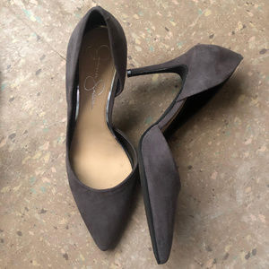 Jessica Simpson gray suede pumps, size 10